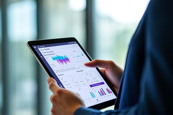 User interacting with predictive analytics dashboard on a tablet