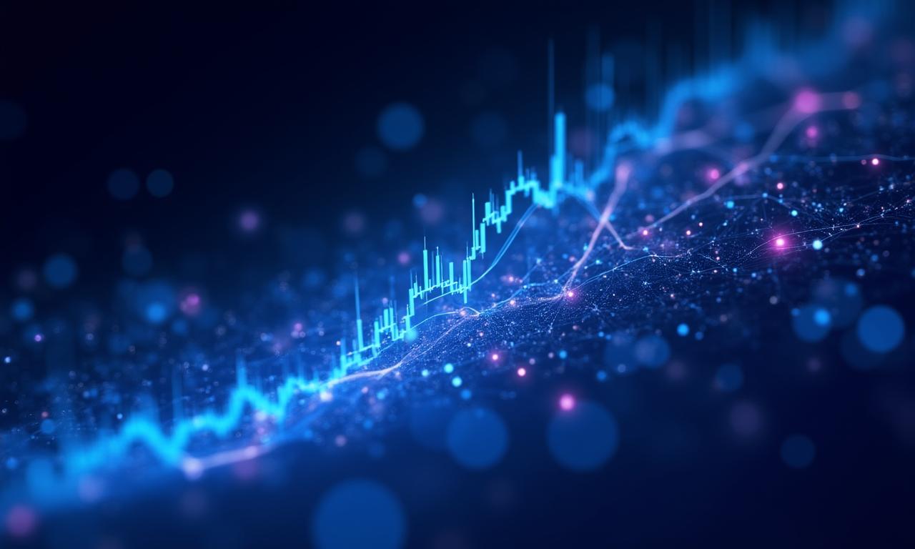 Abstract data visualization showing forward-looking trends and growth arrows
